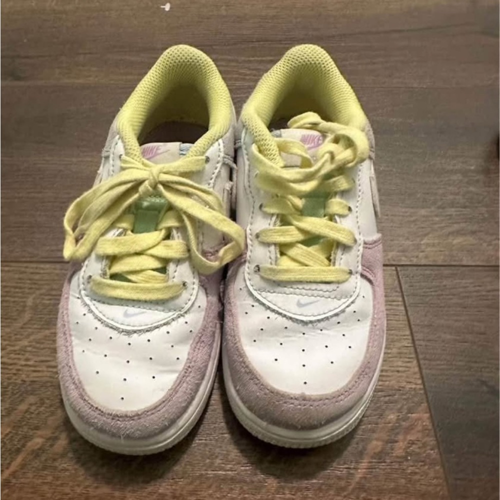 Nike Kids Sneakers in White, Yellow, and Pink